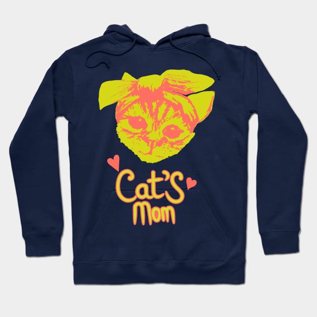 Trendy Neon Cat's Mom Kitty Hoodie by tatadonets